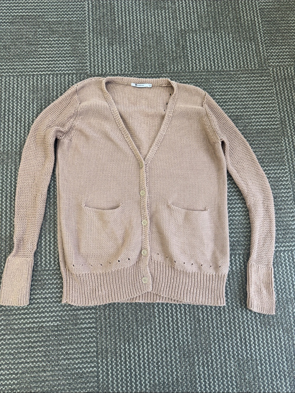 T by Alexander Wang 100% Cotton Blush Chunky Knit Cardigan Sweater, size L - Picture 2 of 7
